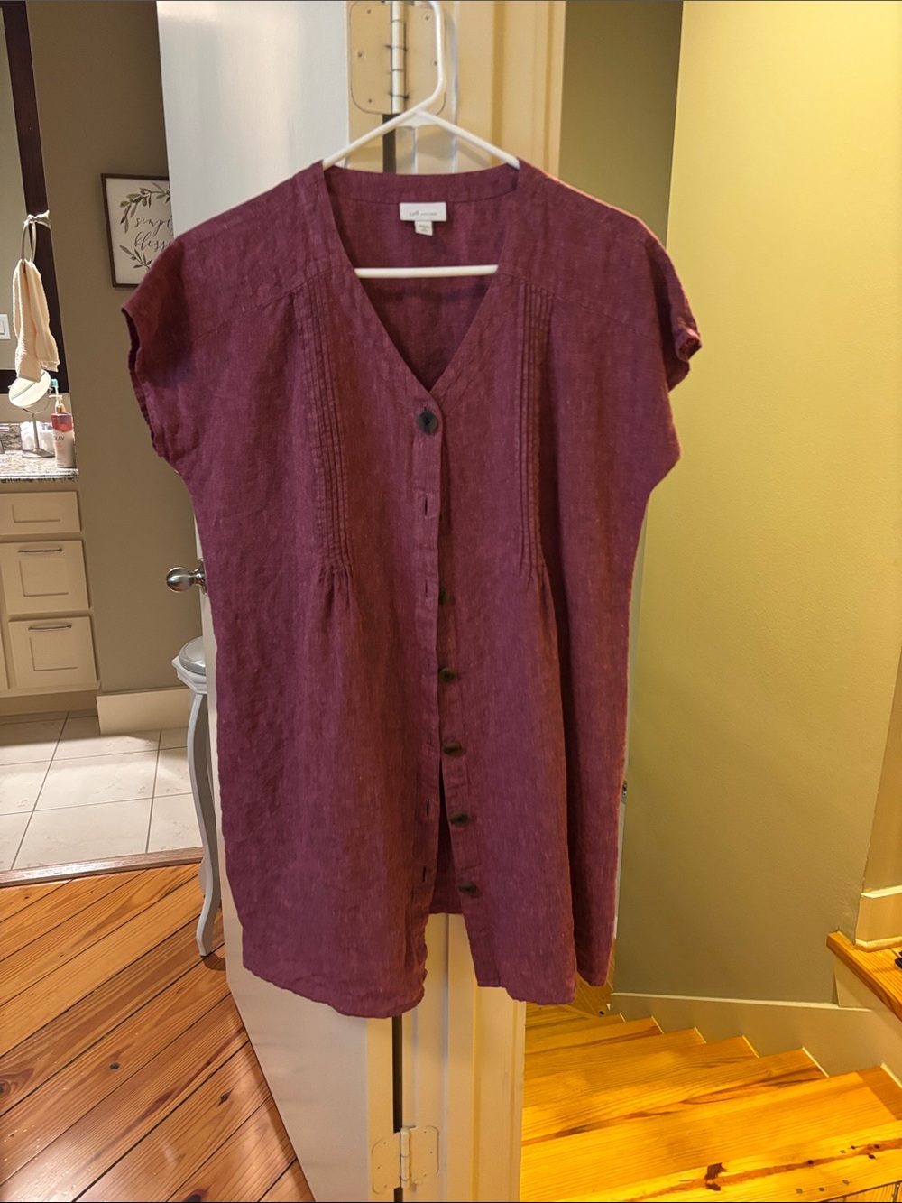 Cute Cute Cure J Jill Women's Linen Blend Button-Front Tunic Top - Plum